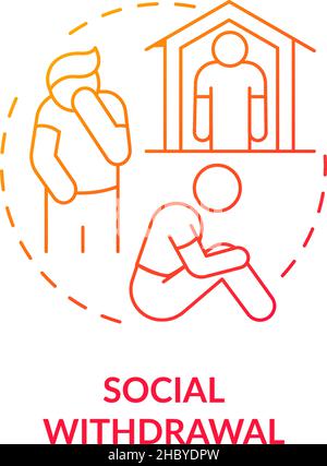 Social withdrawal red gradient concept icon Stock Vector