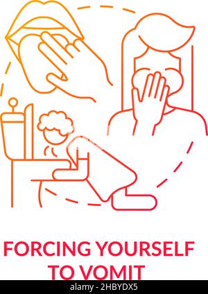 Forcing yourself to vomit red gradient concept icon Stock Vector
