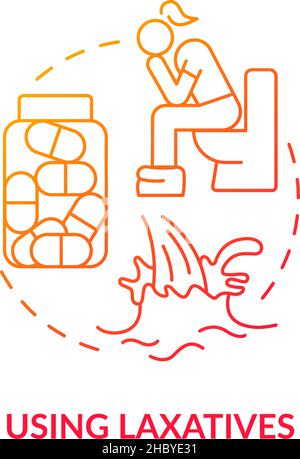 Using laxatives red gradient concept icon Stock Vector