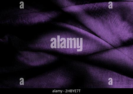 Twisted abstract dark moody texture background of linen fabric Stock Photo