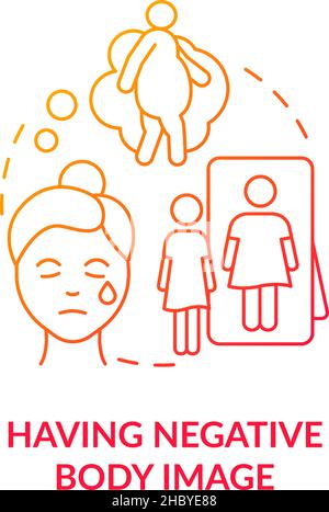 Having negative body image red gradient concept icon Stock Vector