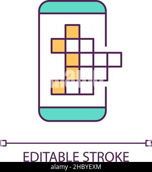 Solve crossword puzzle RGB color icon Stock Vector