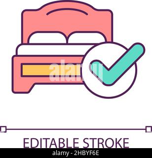 Routine and rest in the hotel - line design style icons set Stock ...