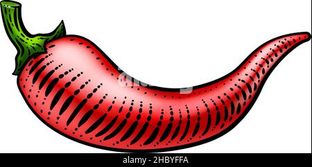 Pepper Vegetable Vintage Woodcut Illustration Stock Vector