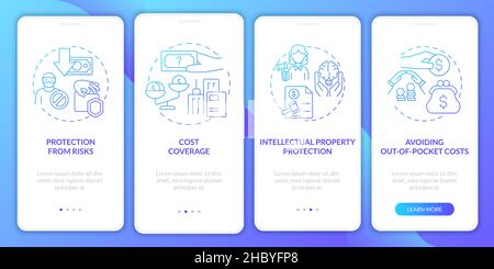 Insurance importance blue gradient onboarding mobile app screen Stock Vector