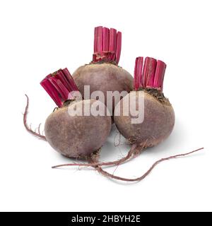 Fresh whole raw red beets isolated on white background Stock Photo