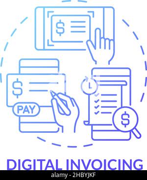 Digital invoicing blue gradient concept icon Stock Vector
