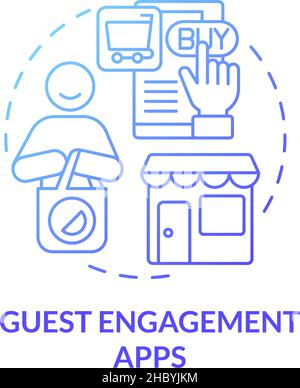 Guest engagement apps blue gradient concept icon Stock Vector