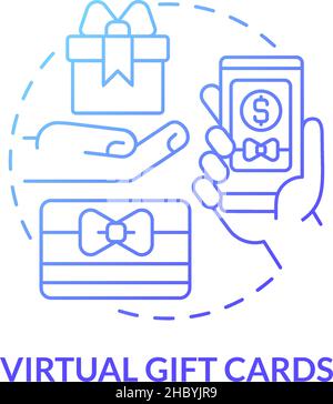 Virtual gift cards blue gradient concept icon Stock Vector