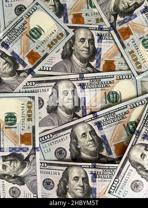 Benjamin Franklin is a well known American face being on the front of the US $100 bill. Stock Photo