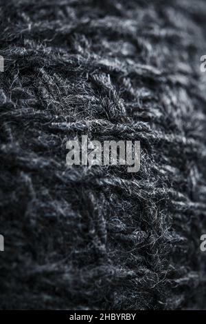 Gray threads of natural wool close-up in full screen. Macro Stock Photo