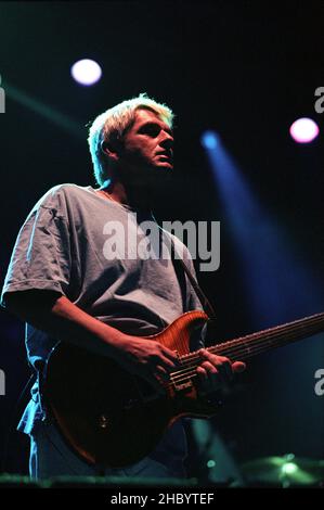 Mike Oldfield performing material from his latest album 'The Guitars' in  concert at Wembley Arena in London. 13th July 1999 Stock Photo - Alamy