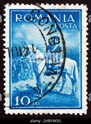 ROMANIA - CIRCA 1932: a stamp printed in the Romania shows King Carol II, King of Romania, circa 1932 Stock Photo