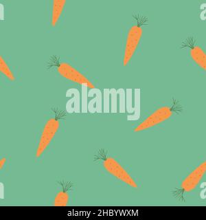 Carrot Vegetables seamless pattern. Vegetarian healthy bio food background, Vegan organic eco products. Vector illustration. Stock Vector