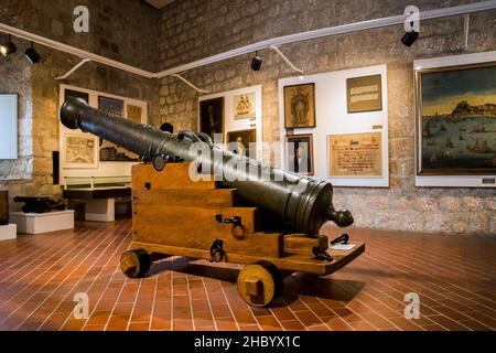 DUBROVNIK, CROATIA - SEPTEMBER 8, 2016: This is exposition of the Maritime Museum, located in Fort St. John. Stock Photo