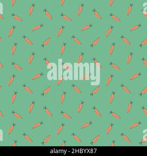 Carrot Vegetables seamless pattern. Vegetarian healthy bio food background, Vegan organic eco products. Vector illustration. Stock Vector
