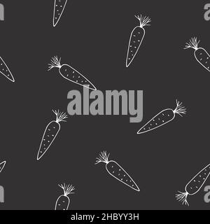 Carrot Vegetables seamless pattern. Vegetarian healthy bio food background, Vegan organic eco products. Vector illustration. Stock Vector