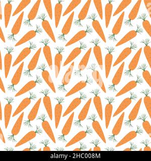 Carrot Vegetables seamless pattern. Vegetarian healthy bio food background, Vegan organic eco products. Vector illustration. Stock Vector