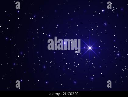 The star shines over the manger of christmas of Jesus Christ. Night starry sky, a beautiful space with a nebula. Abstract background with stars, space Stock Vector