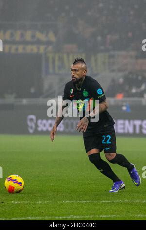 Arturo Vidal #22 of Inter Milan takes his top off after the final white  Stock Photo - Alamy