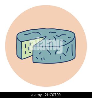 Soft cheese with mold flat icon. Farm animal sign. Graph symbol for your web site design, logo, app, UI. Vector illustration Stock Vector