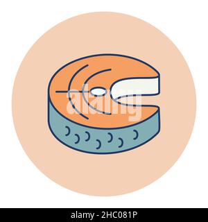 Steak of red fish salmon flat icon. Farm animal sign. Graph symbol for your web site design, logo, app, UI. Vector illustration Stock Vector