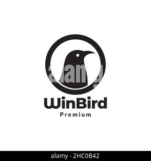 face black bird with circle logo design vector graphic symbol icon sign illustration creative idea Stock Vector