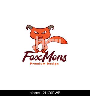 cute fox with horn logo design vector graphic symbol icon sign illustration creative idea Stock Vector