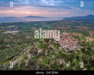 Aerial view of the Castle of Vatika or Castle of Agia Paraskevi at ...