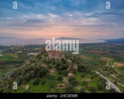 Aerial view of the Castle of Vatika or Castle of Agia Paraskevi at ...