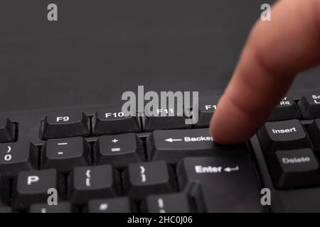 Backspace button on computer keyboard. Keyboard macro. Stock Photo