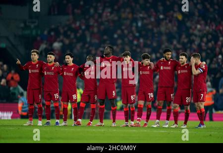 Liverpool as they watch the Carabao Cup final at the Steel Yard, London ...