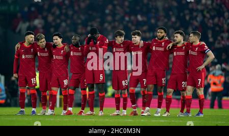 Liverpool as they watch the Carabao Cup final at the Steel Yard, London ...