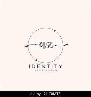 AZ Handwriting logo vector art of initial signature, wedding, fashion, jewerly, boutique, floral and botanical with creative template for any company Stock Vector