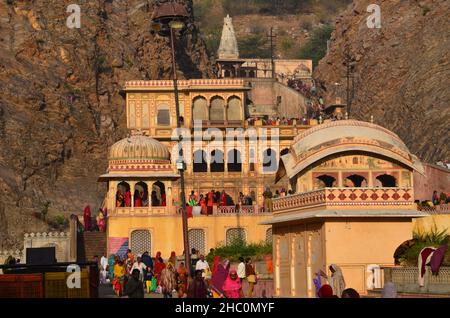 Galtaji temple, the temple of monkeys Stock Photo