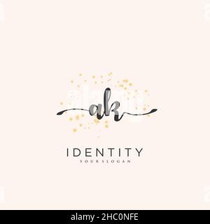 AK Handwriting logo vector art of initial signature, wedding, fashion, jewerly, boutique, floral and botanical with creative template for any company Stock Vector
