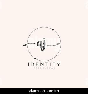 AJ Handwriting logo vector art of initial signature, wedding, fashion, jewerly, boutique, floral and botanical with creative template for any company Stock Vector