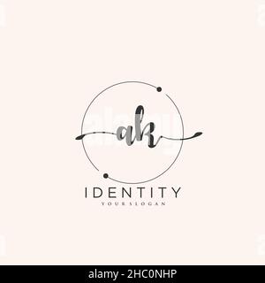 AK Handwriting logo vector art of initial signature, wedding, fashion, jewerly, boutique, floral and botanical with creative template for any company Stock Vector