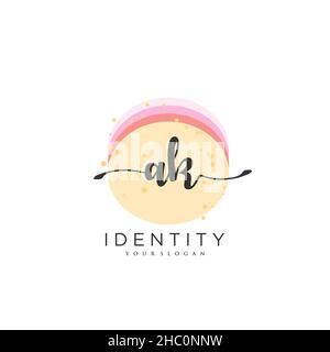 AK Handwriting logo vector art of initial signature, wedding, fashion, jewerly, boutique, floral and botanical with creative template for any company Stock Vector