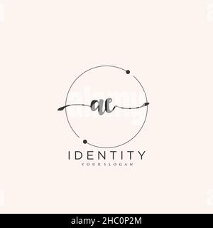AE Handwriting logo vector art of initial signature, wedding, fashion, jewerly, boutique, floral and botanical with creative template for any company Stock Vector