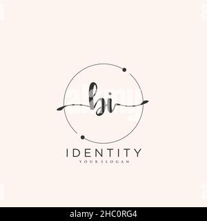 BI Handwriting logo vector art of initial signature, wedding, fashion, jewerly, boutique, floral and botanical with creative template for any company Stock Vector