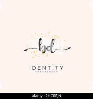 BD Handwriting logo vector art of initial signature, wedding, fashion, jewerly, boutique, floral and botanical with creative template for any company Stock Vector