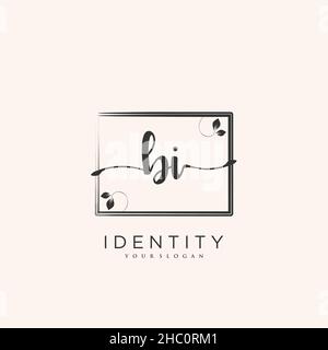BI Handwriting logo vector art of initial signature, wedding, fashion, jewerly, boutique, floral and botanical with creative template for any company Stock Vector