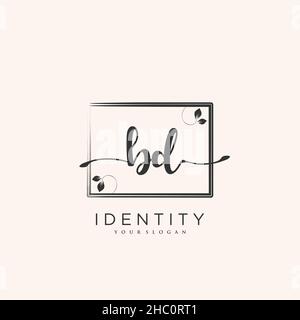 BD Handwriting logo vector art of initial signature, wedding, fashion, jewerly, boutique, floral and botanical with creative template for any company Stock Vector