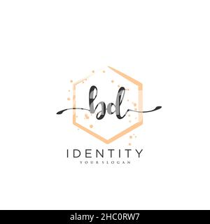 BD Handwriting logo vector art of initial signature, wedding, fashion, jewerly, boutique, floral and botanical with creative template for any company Stock Vector
