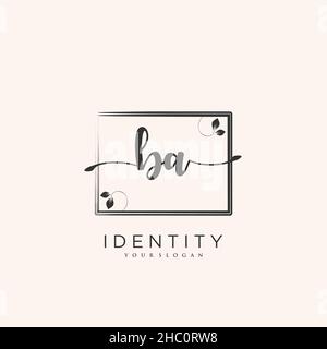BA Handwriting logo vector art of initial signature, wedding, fashion, jewerly, boutique, floral and botanical with creative template for any company Stock Vector