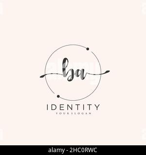 BA Handwriting logo vector art of initial signature, wedding, fashion, jewerly, boutique, floral and botanical with creative template for any company Stock Vector