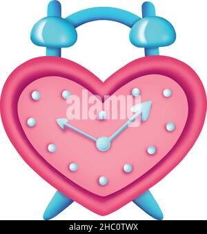 Heart shaped alarm clock.Design for Valentines Day. vector illustration Stock Vector