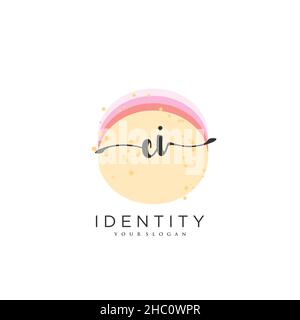 CI Handwriting logo vector art of initial signature, wedding, fashion, jewerly, boutique, floral and botanical with creative template for any company Stock Vector