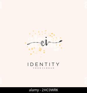 CI Handwriting logo vector art of initial signature, wedding, fashion, jewerly, boutique, floral and botanical with creative template for any company Stock Vector